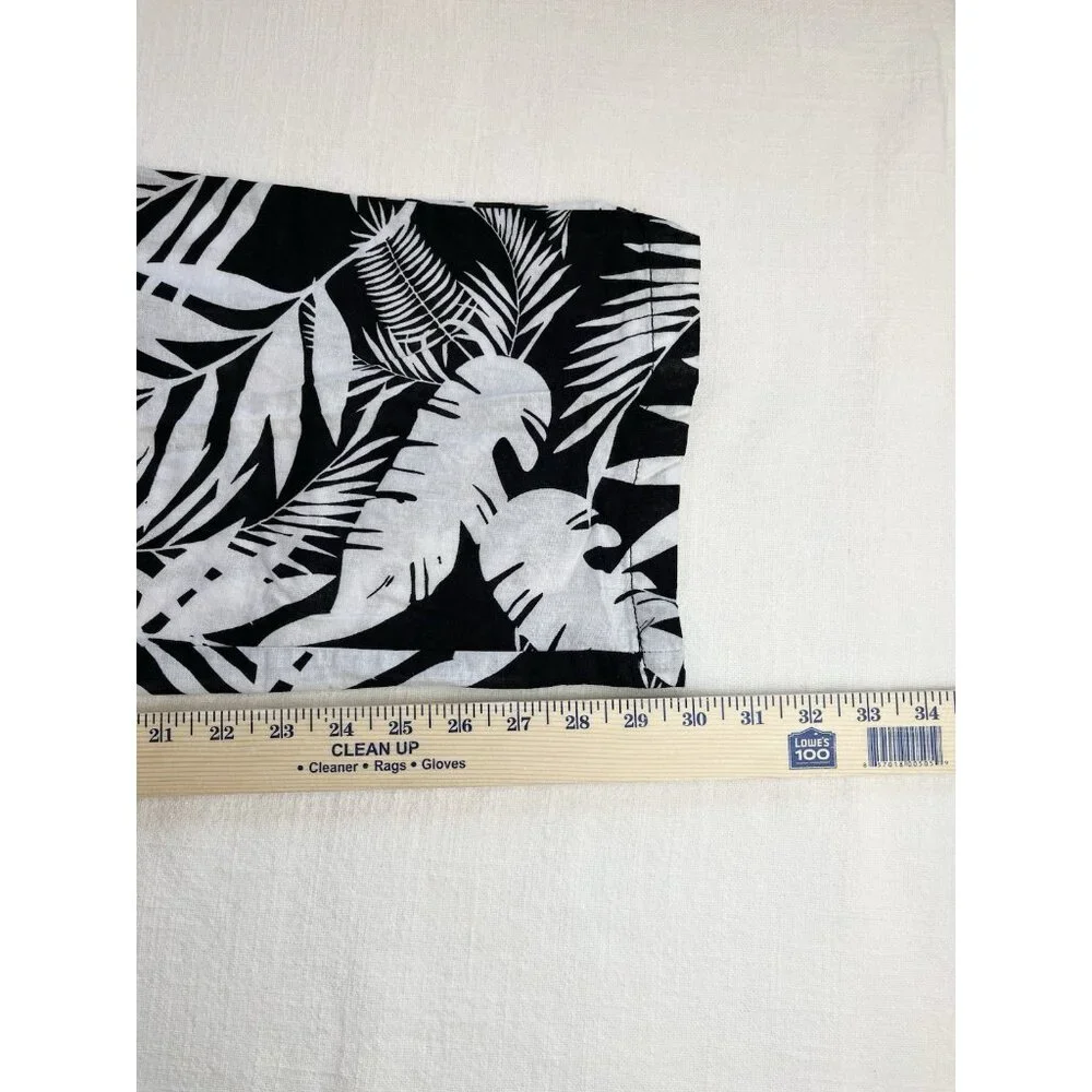 Serra‎ Linen Blend Pants Women’s Sz XL Tropical Print Black White Pull On Crop